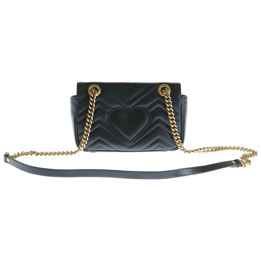Gucci Black Marmont Bag GG Leather Quilted Chain Shoulder